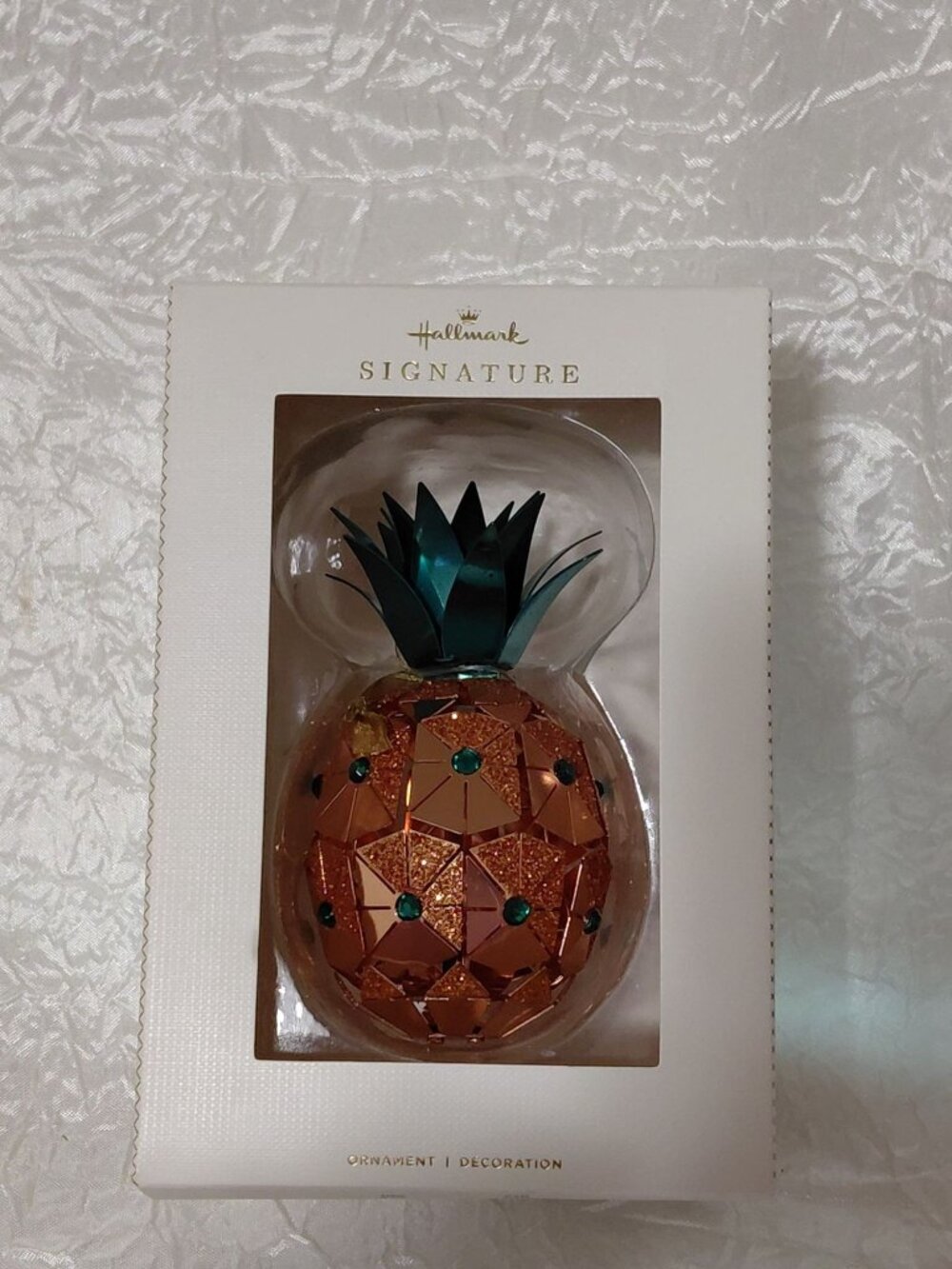 Hallmark Signature Pineapple Ornament With Glitter & Rhinestone Accents NOB